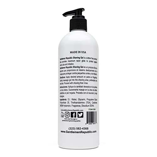 Gentlemen Republic 16oz Alcohol-Free Shaving Gel - Maximum Glide Formula, Pack of 1