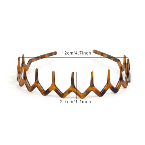 WOVOWOVO Zigzag Hair Bands for Women Girls Men - Pack of 4 Elastic Plastic Hair Accessories with Teeth