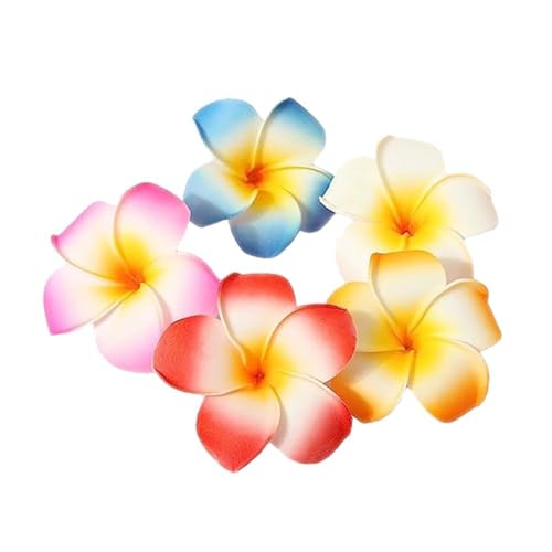 10 Pcs Multicolor Plumeria Flower Hair Clips - Tropical Barrettes