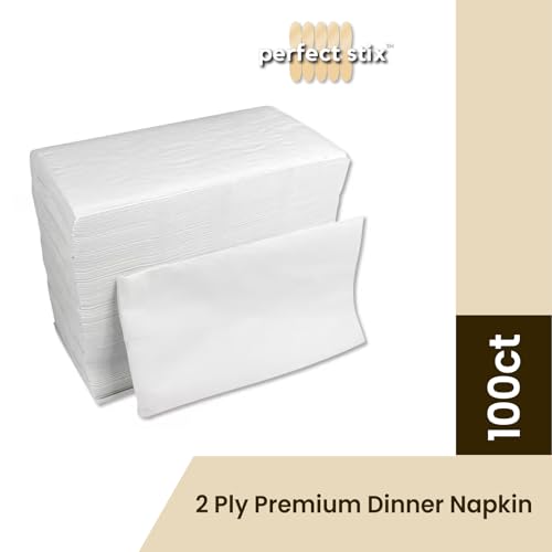 2 Ply Premium White Dinner Napkins - 100 Count, 15" x 17"