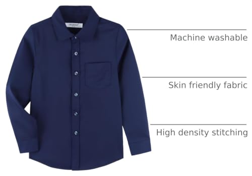 DILBYKE Boys’ Navy Long Sleeve Dress Shirt with Tie - 9-10 Years Uniform