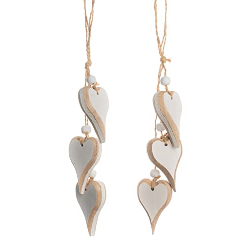 Handmade Heart-Shaped Wooden Ornaments - 2Pcs for Home & Events
