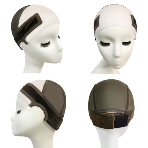2-Pack Adjustable Non-Slip Wig Grip Caps with Transparent Lace Front
