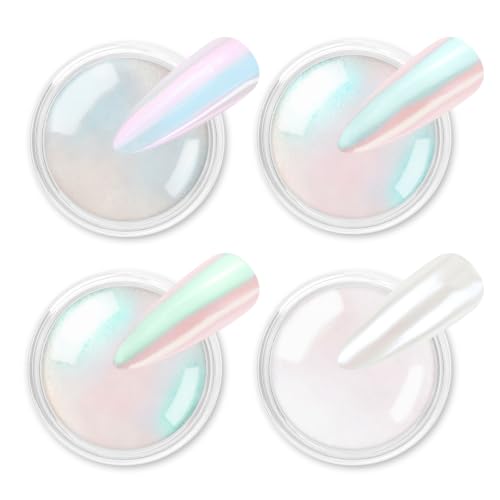 Allstarry Chrome Nail Powder Kit - Iridescent Aurora Glitter Set