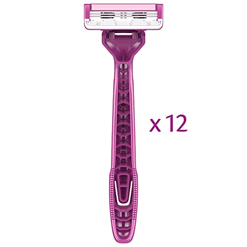 Pure Silk Disposable Female Razors - 3 Pack, 12 Count, Moisturizing Blades