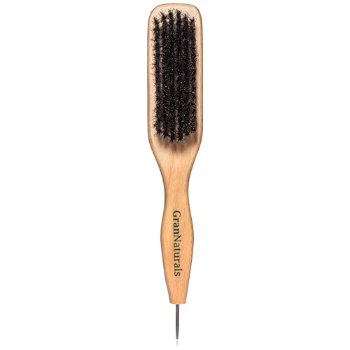 GranNaturals Boar Bristle Hair Brush with Metal Rat Tail for Parting & Styling