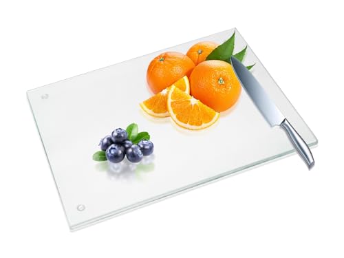 JAMBALAY Tempered Glass Cutting Board, 12"x8", Heat Resistant & Non-Slip