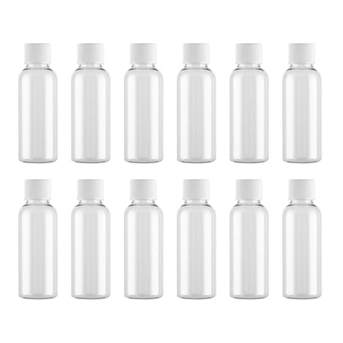 12pcs 30ml Refillable Transparent Travel Cosmetic Bottles Set with Leak-Proof Screw Lids