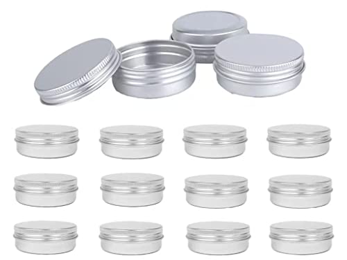 CDZHH Silver 1oz Aluminum Round Storage Jars with Screw Top Lids – 12pcs for Lip Balm, Cosmetics, Tea & More (Variation: Silver-12pcs)