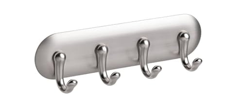 iDesign York Adhesive Key Holder with 4 Hooks, Stainless Steel