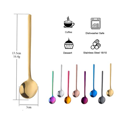 TEAHAHA 8 Pcs Stainless Steel Coffee Spoons Set, 5.3-Inch Mini Espresso Spoons for Tea, Sugar & Ice Cream