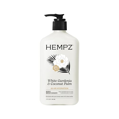 Hempz Body Lotion - White Gardenia & Coconut Palm, 17 Fl Oz - Vegan, Paraben-Free Moisturizer with Shea Butter & Hemp Seed Oil