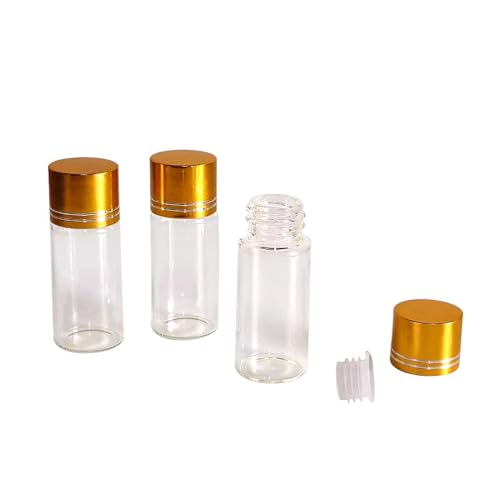 30 Pack Clear Glass Sample Jars with Aluminum Screw Caps - 5/10/15ml for Essential Oils, Spices, Wedding Favors, Message Bottles