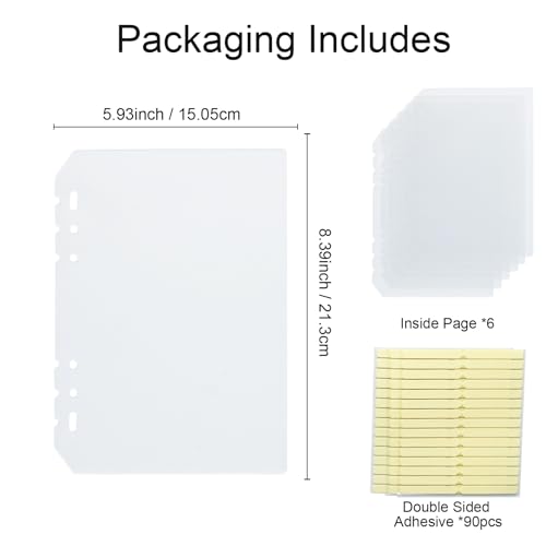 Yazikisa A5 6 Sheets Nail Organizer Insert Pages with Double-Sided Glue Strips