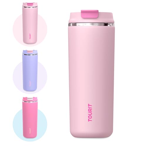 TOURIT 16 oz Insulated Stainless Steel Travel Mug - Pink