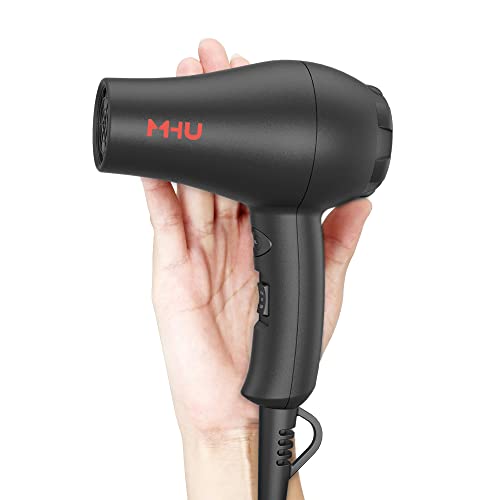 MHD Mini Travel Hair Dryer, 1000W Ceramic Ionic Blow Dryer with 2 Speeds