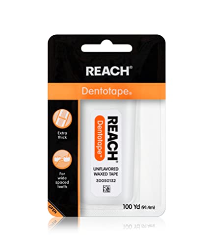 Reach Dentotape Waxed Dental Floss Tape Extra Wide 300 Feet Unflavored Plaque Remover