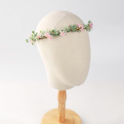 Pink Green Fairy Flower Crown Headband for Women - Floral Hair Accessory