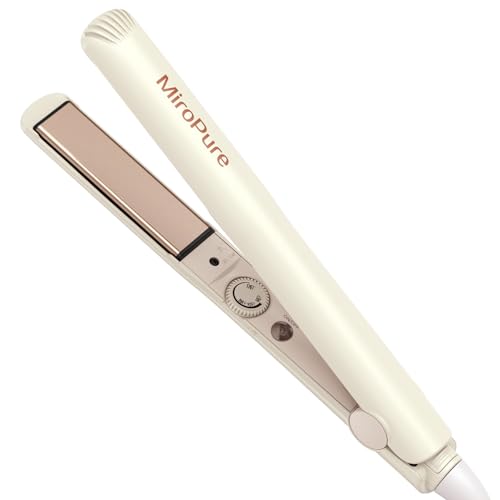 MiroPure 1-Inch Flat Iron Hair Straightener & Curler, Beige, 30S Fast Heat