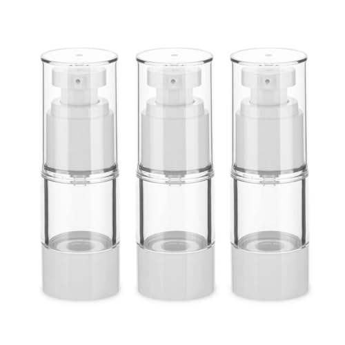 15ml Airless Pump Bottles - Travel Lotion Dispenser (3 Pack)