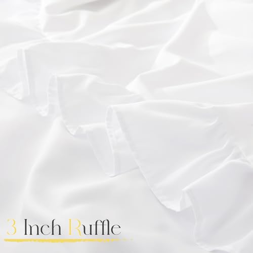 White Ruffle Euro Pillow Shams - 26" x 26" Soft Microfiber Covers (Set of 2)