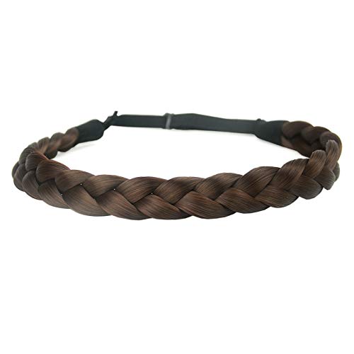 DIGUAN Synthetic Braided Headband, Chunky Plaited Hairpiece - Chestnut