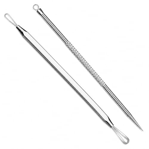 DERMATED Blackhead Remover Tool Set - 2 Pcs Dual-Ended Extractors