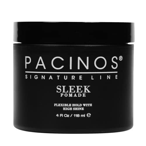 Pacinos Sleek High Shine Pomade for Men - 4 oz, All-Day Flexible Hold