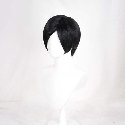 Osseoca Black Short Hair Wig with Side Part & Bangs, 11 Inch Bob for Cosplay & Fashion