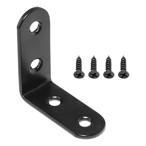 20 Pcs Black Stainless Steel L Brackets for Furniture Repair