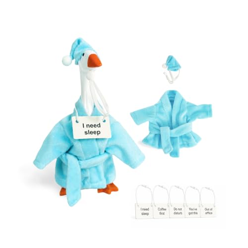Cozy Robe Outfit Set for 7" Desk Goose with Sleep Cap & Signs