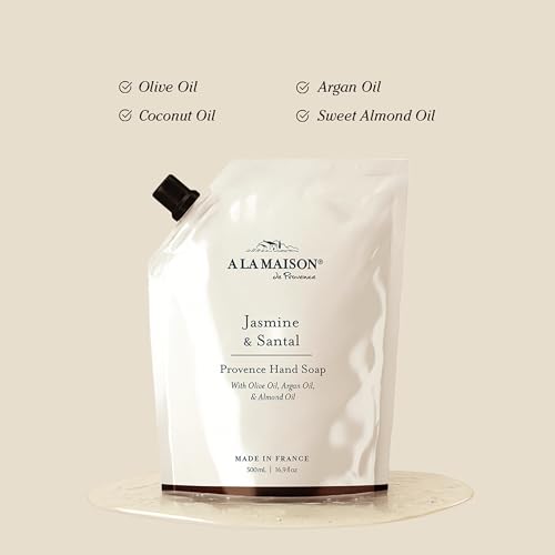 A LA MAISON Jasmine & Santal Hand Soap Refill Pouch - Eco-Friendly, Plant-Based 16.9 fl oz