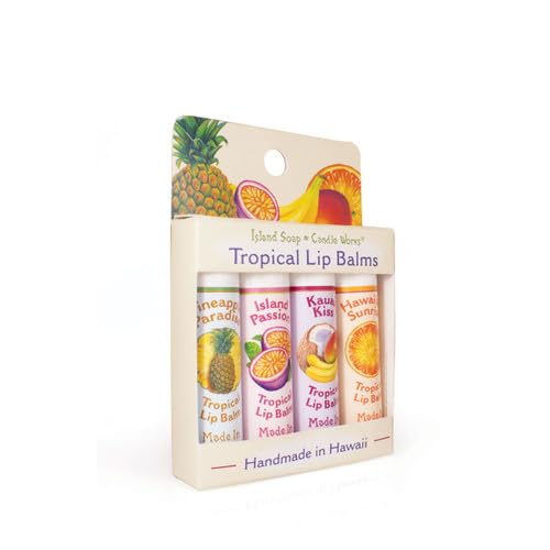 Island Soap & Candle Works Tropical Lip Balm Stick Sample Pack – 4 Assorted Flavors, Handcrafted in Hawaii