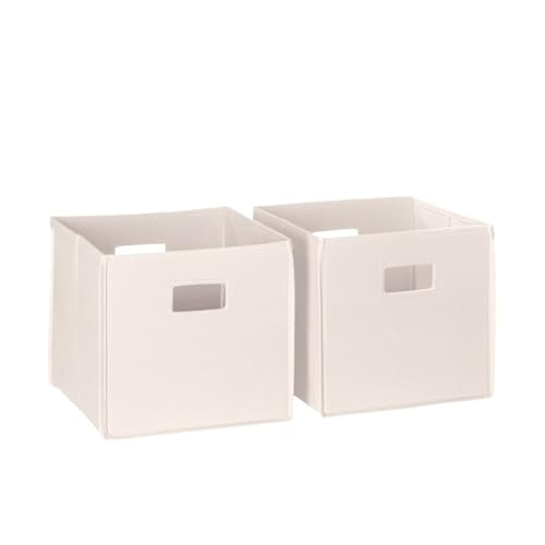 10-Inch Tall Cream Storage Bins - 2-Pack Fabric Cubes with Handles