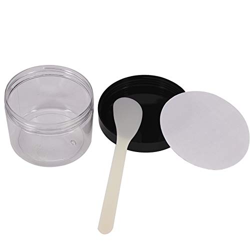 zmybcpack 12 Pack 8 oz Clear Plastic Storage Jars with Black Lids, Food Safe, Airtight, Includes Labels & Spatula