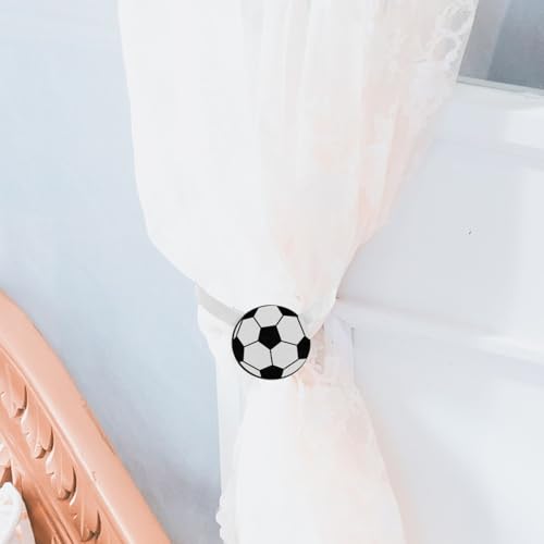 Football Curtain Tiebacks - 2pcs Magnetic Drapery Holdbacks for Kids Room