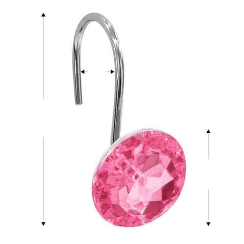 Gibelle Pink Crystal Diamond Shower Curtain Hooks - 12PCS