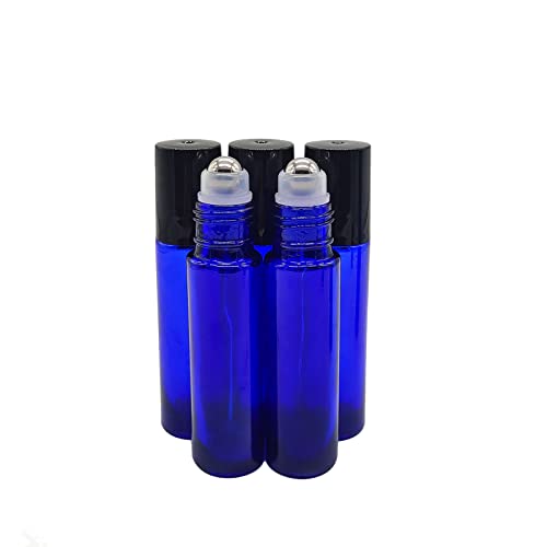 24 Pack 10ml Cobalt Blue Glass Roller Bottles with Stainless Steel Balls