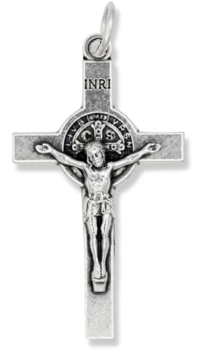 St Benedict Crucifix - Bulk Pack of 5 Silver Oxidized 1.5" Rosary Parts