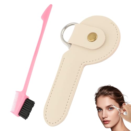 4-Inch Stainless Steel Eyebrow Scissors with Brush and Travel Case