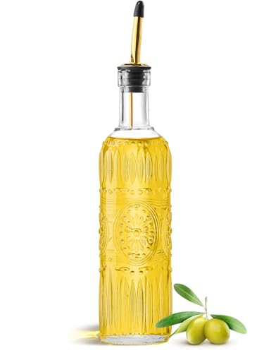 17oz Glass Olive Oil Dispenser Bottle with Funnel & Pourer
