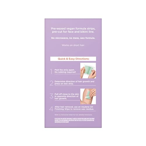 Sally Hansen Wax Strips for Face & Bikini - Vegan, Dermatologist Tested, 20 Count