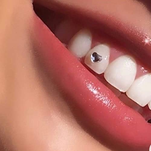 Silver Tooth Gem Kit - DIY Dental Jewelry with Multi-Color and Crystal Gems, Heart, Star, Butterfly Shapes