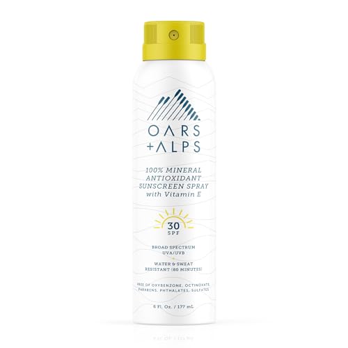 Oars + Alps SPF 30 Mineral Sunscreen Spray 6 Fl Oz - Hydrating & Lightweight