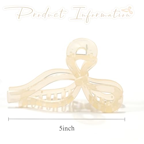 Ayesha Pink Bow Claw Hair Clips for Thick Hair & Girls - Ribbon Coquette Style