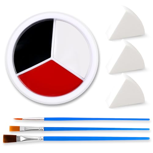 Set 01 Professional Face & Body Paint Kit with 3 Colors, Brushes & Sponges