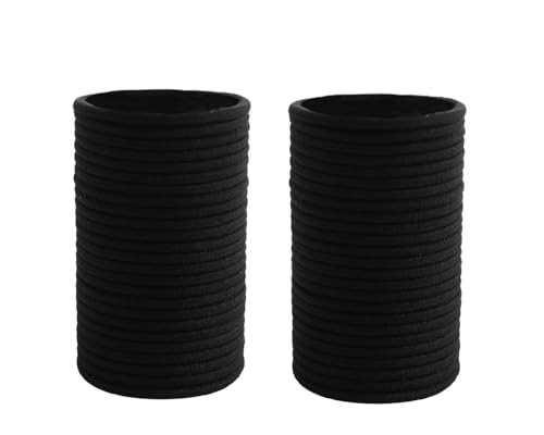 Black Elastic Hair Ties 4mm Pack of 50, Durable Ponytail Holders for Kids & Women