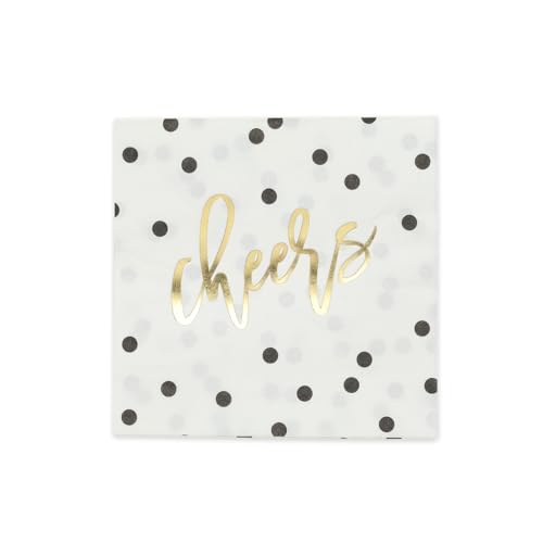 Gold Foil Cheers Cocktail Napkins - 50 Pack, 4.75" Square
