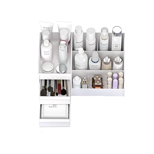 Large Capacity Makeup Organizer with Drawers – White Cosmetic Storage Box for Desk, Bathroom & Jewelry