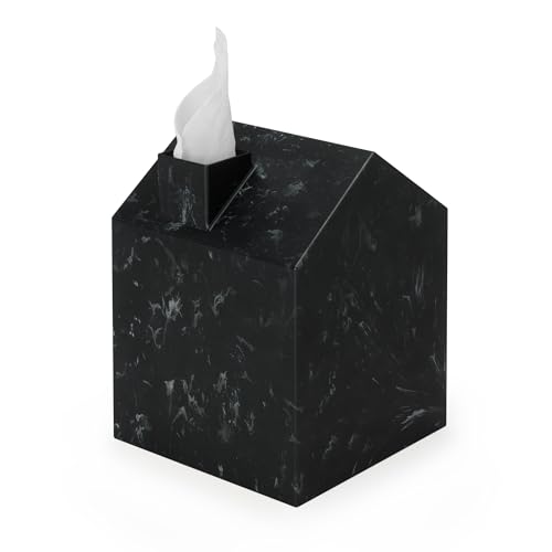 Umbra Casa Tissue Box Cover - Stylish Square Holder, Ocean Black